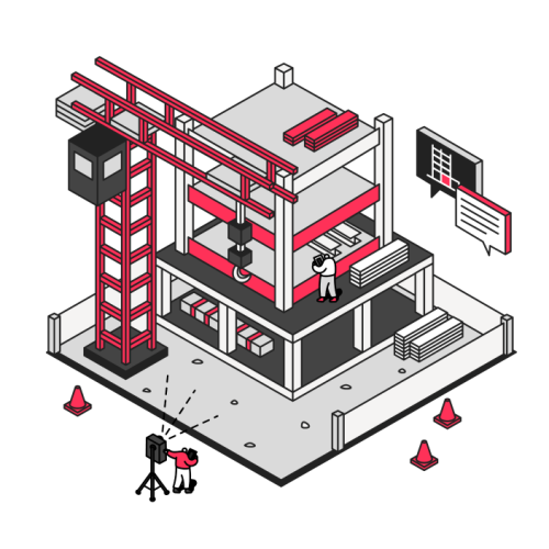 Illustration Icon - Building with cones